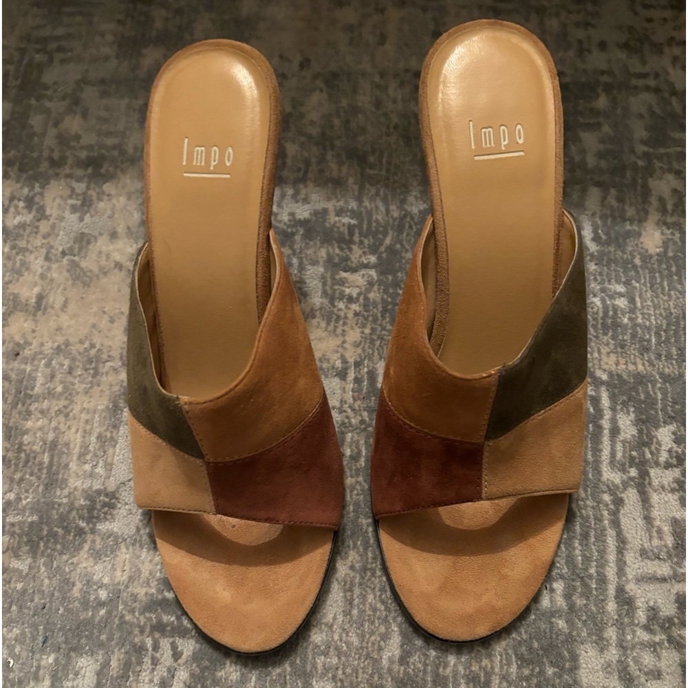 Impo suede slides. Multicolor earth toned. Size 8.